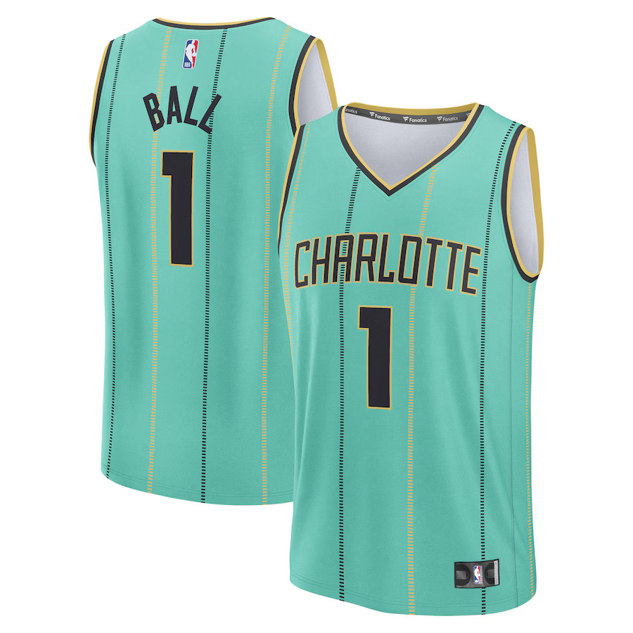 Men Charlotte Hornets #1 LaMelo Ball Fanatics Mint City Edition 2024-25 Fast Break Player NBA Jersey->pittsburgh steelers->NFL Jersey